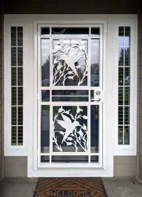 Craftsman Custom Hummingbird security door Portland home